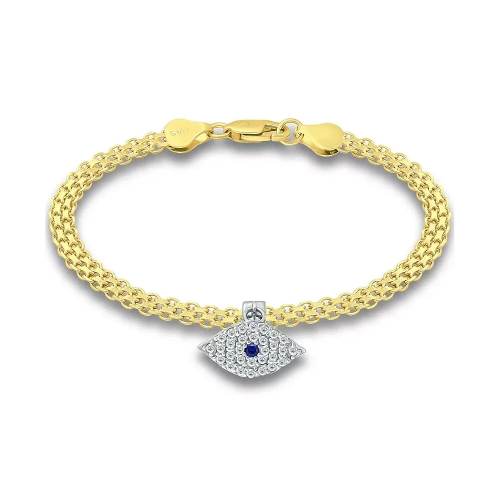 Giani Bernini CZ Evil Eye Bismark Chain Bracelet 7.25